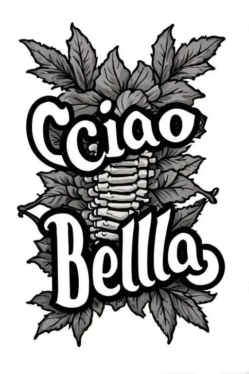 A Spine Tattoo That Says Ciao Bella With Simple Italian Design