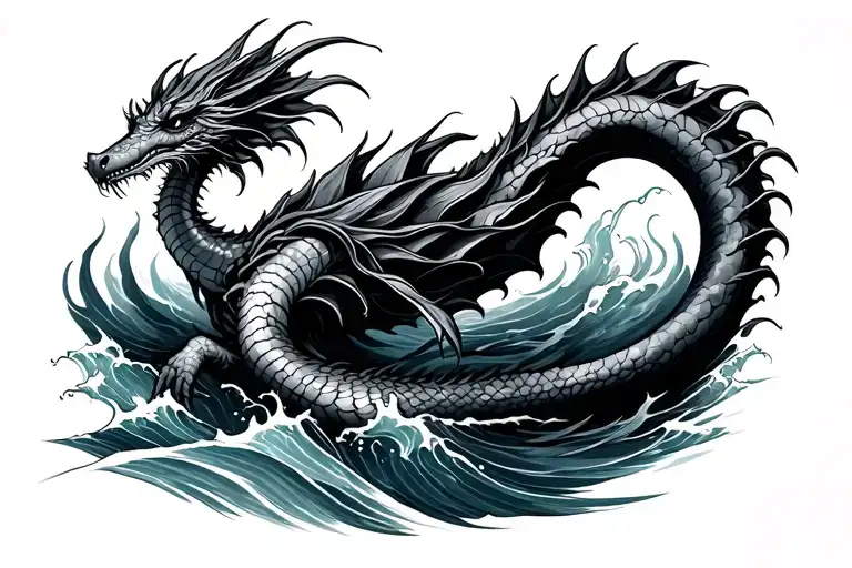Sea Dragon In The Waves Flowing Water