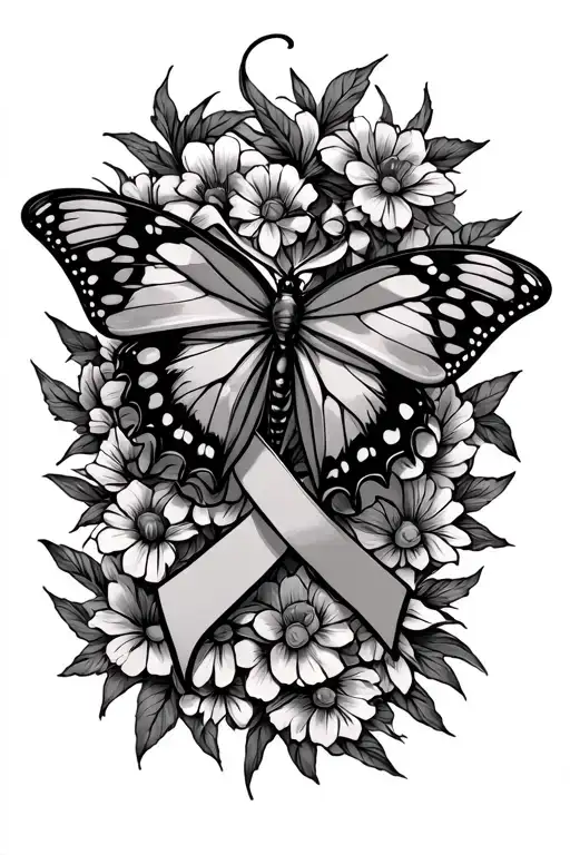 Phoneix Carrying A Surviror Ribbon With A Semi Colon Butterfly