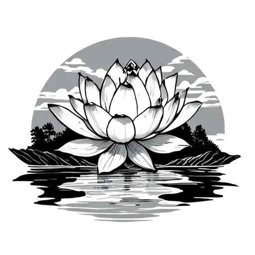 Lotus Flower Inside A Montana Landscape