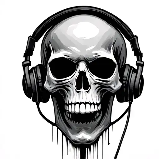 Skull Wearing Headphones