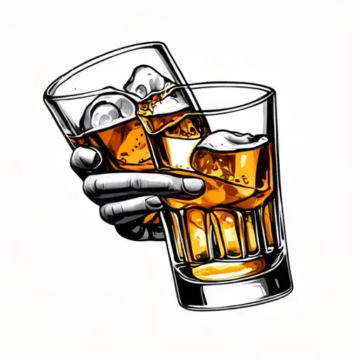 Two Whiskey Glasses Clinking Together