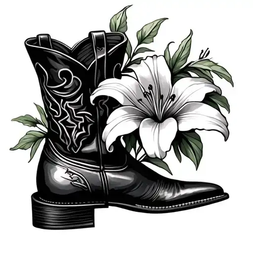 Cowboy Boot Vase With Lillie Flower