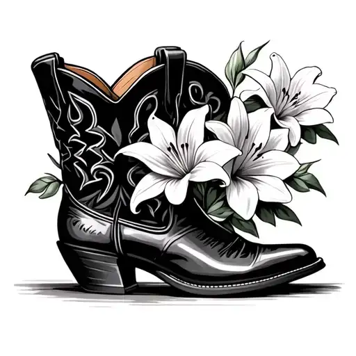 Cowboy Boot Vase With Lillie Flower