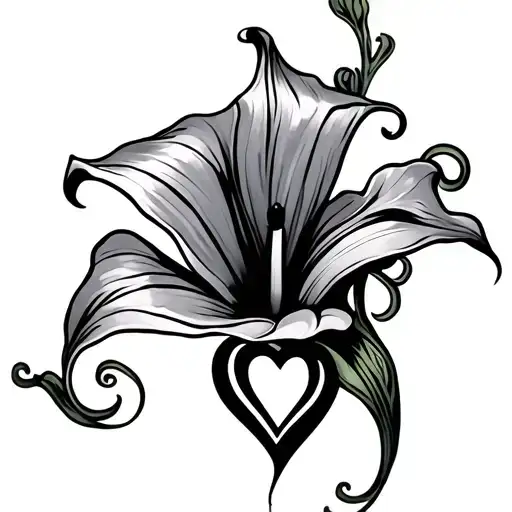 Calla Lillies With Hearts And Tribal Design