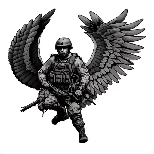 Special Forces Polish Soldier With Parachute And Eagle Wings