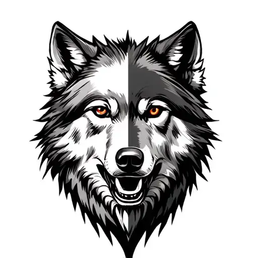Tattoos For Wolf Face With Circssian Flag For Forearm