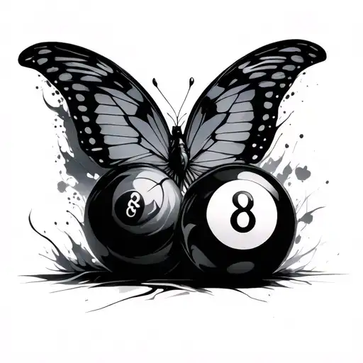 Abstract Butterfly With 8 Ball As Body