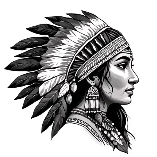 Indian Woman With Indian Headdress