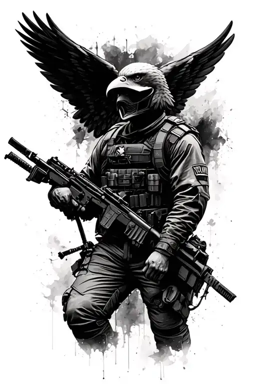 Polish Special Forces Soldier With Eagle Wings