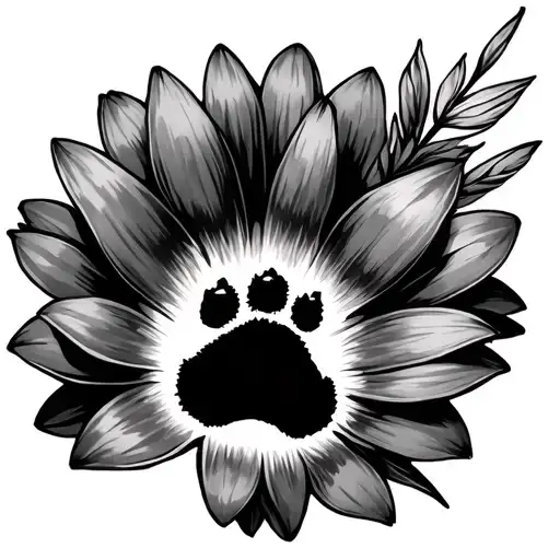A Cat Paw Print Inside Of A Cosmo Flower