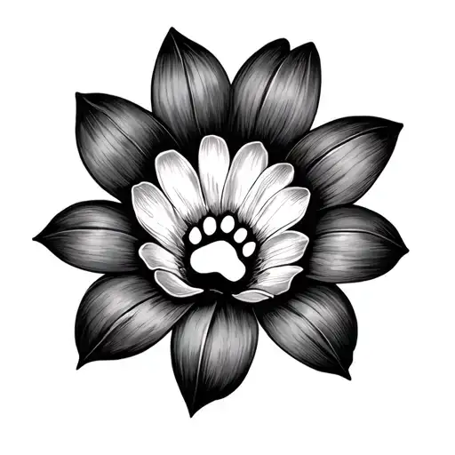 A Cat Paw Print Inside Of A Cosmo Flower