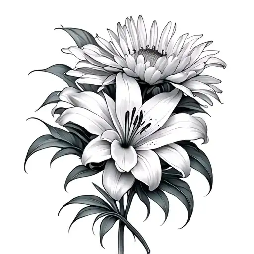 A Lily And Chrysanthemum