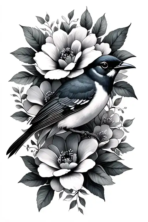 Flowers And Bird