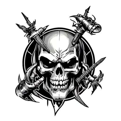 Iron Maiden Eddie Minimalistic Tattoo Designe Round