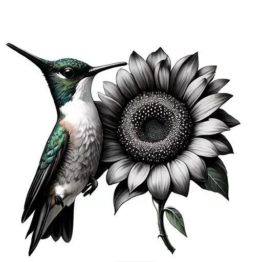 Hummingbird And Sunflower