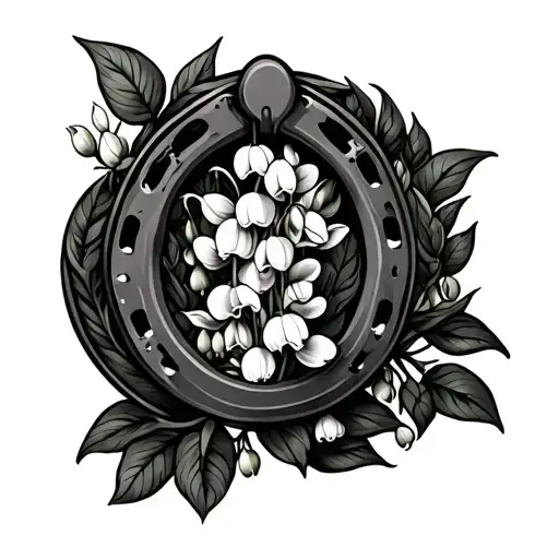 Lily Of The Valley In A Vine In The Shape Of A Horseshoe