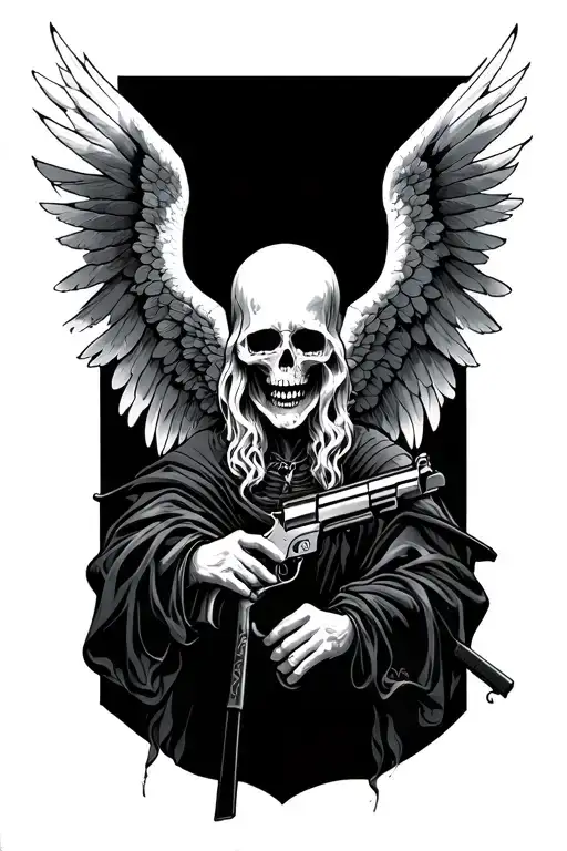 Angel Of Death With Gun Surrounded