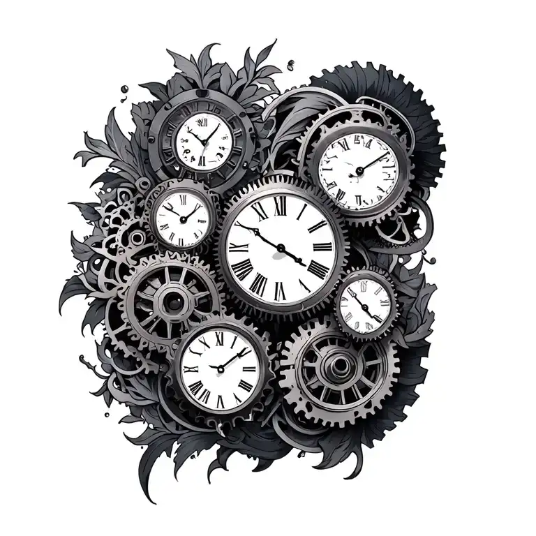 Family Of Four And Clock Mechanism Intertwined