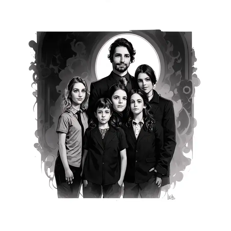 Family Of Four And Clock Mechanism