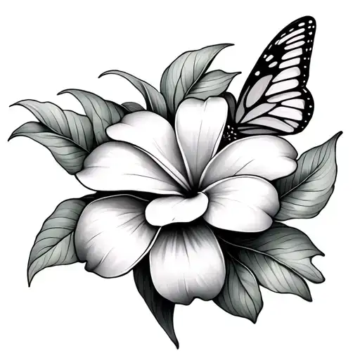 Plumeria Flower And Butterfly Flying