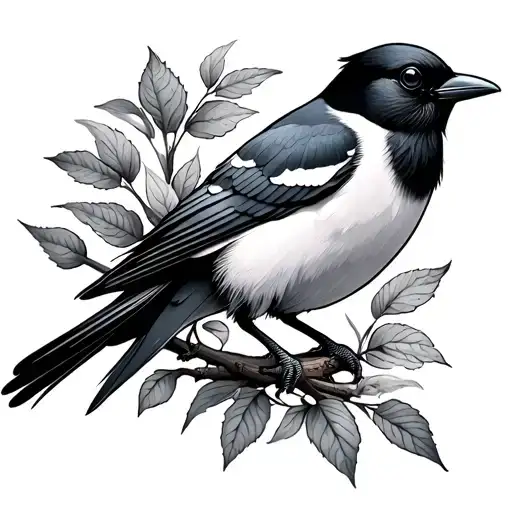 Magpie In The Style Of Traditional Swallow Bird