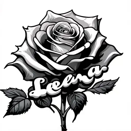 A Rose That Has The Word Leena In It In Bubble Letters