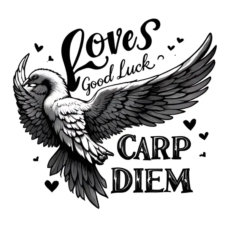 Wings Love Good Luck Quote Carpe Diem Styl
