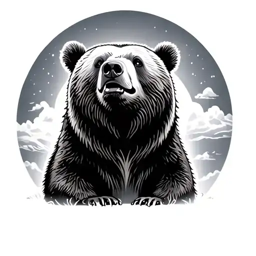 Bear Standing And Looking Up At The Sky