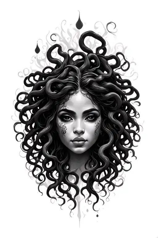 Dark Mystical Medusa Nature African Woman Face
