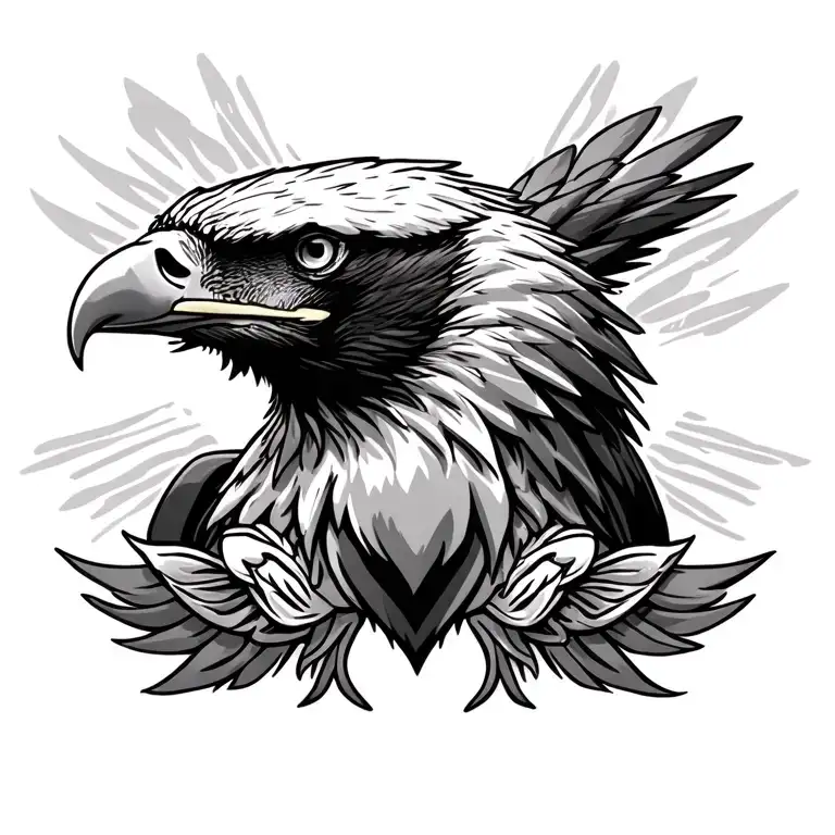 Eagle Traditional Style For Chest Tattoo Front Facing Head But Realistic Proportions