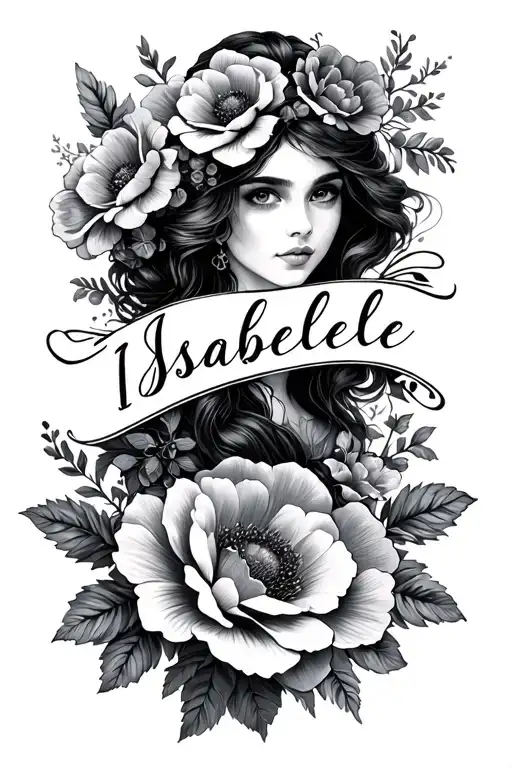 The Name Isabelle With Flowers