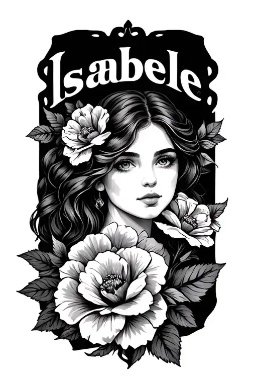 The Name Isabelle With Flowers