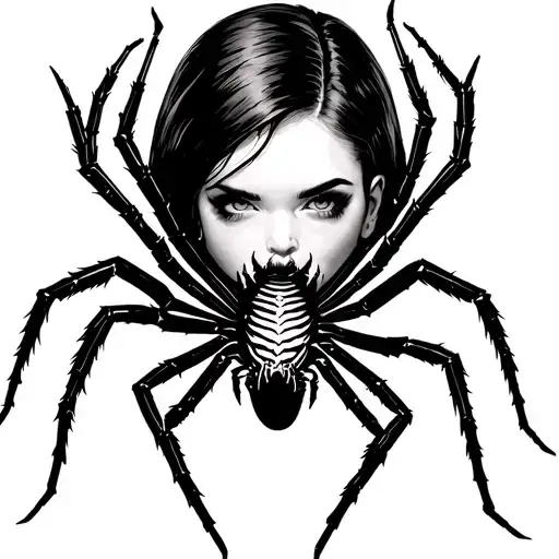 Gangster Woman Spider On Face Incorporated