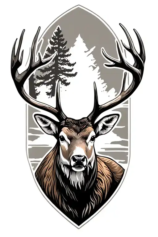 Buck With Cabin In Back