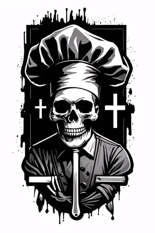 Chef With Skull And Cross Surrounded