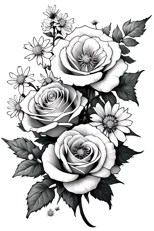 Flower With Rose And Edelweiss Flower