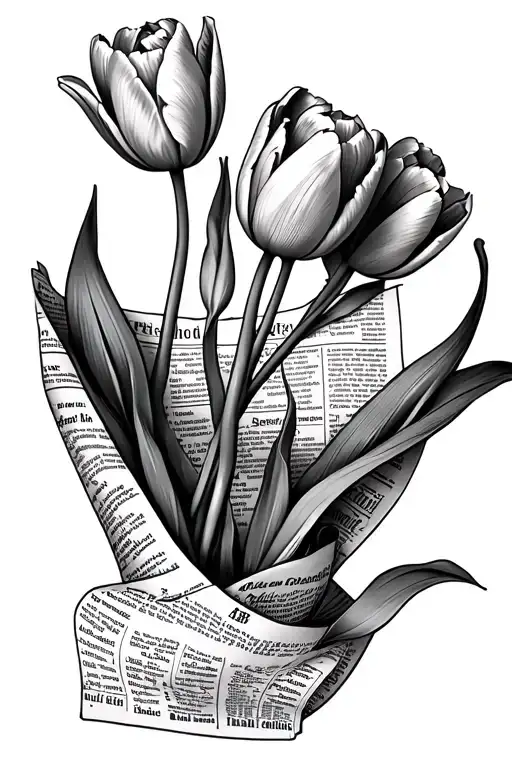 Tulips Wrapped In Newspaper