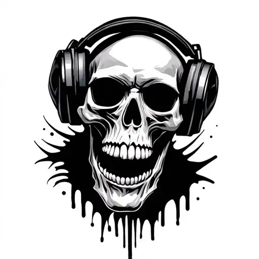 Punk Rock Skull Wearing Headphones