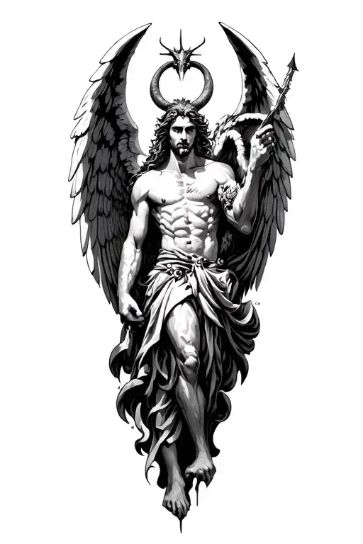 Archangel Michael Killing Satan