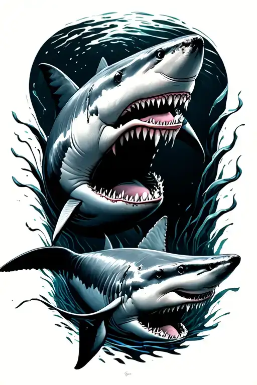 Shark Swimming Together