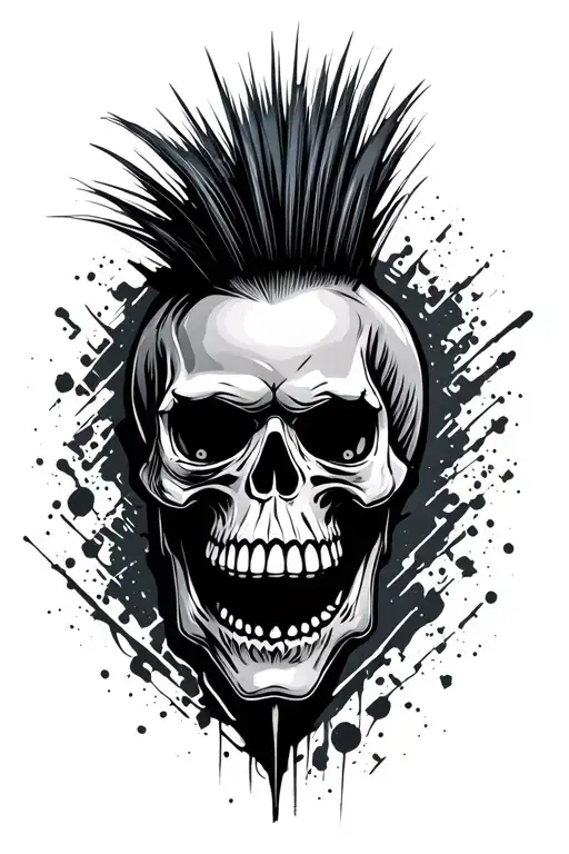 Punk Rock Skull Mowhawk Cartoon Character