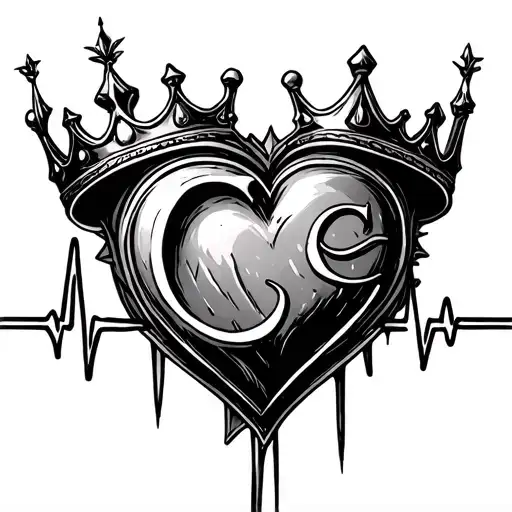 A Heart Beat The Letter C And A Crown
