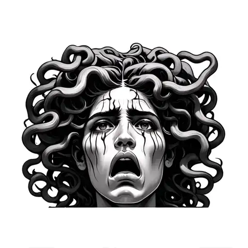 Crying Medusa With African American Features