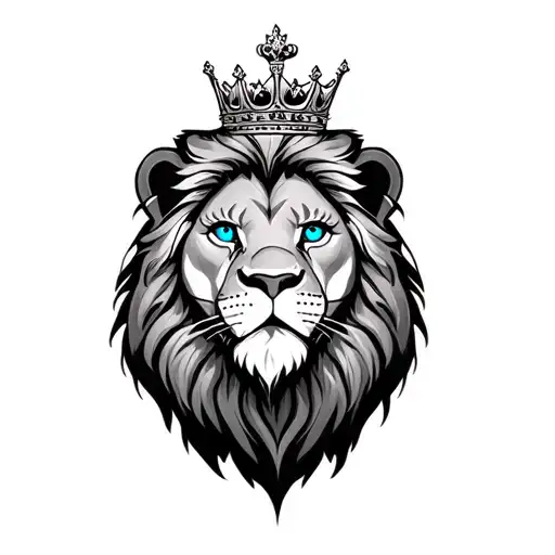 Lion With Blue Eyes And Crown