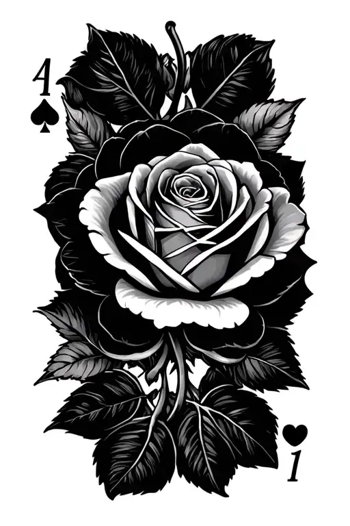 1 Roses Playing Card Design Featuring