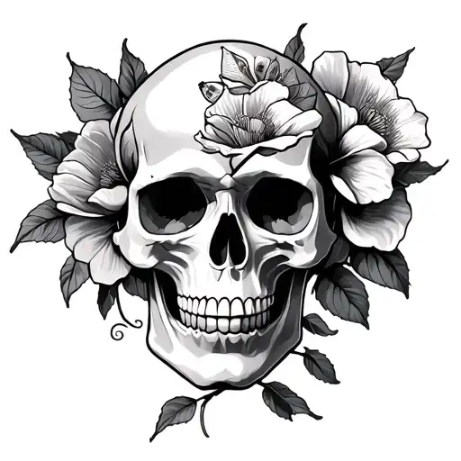 Woman Money Flower Skull