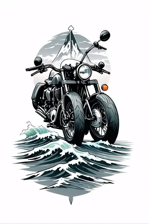 Compass Mountain Ocean Motorcycle