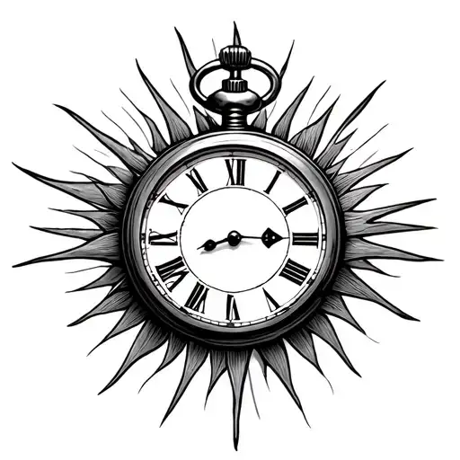 Pocket Watch With Sun And Writing