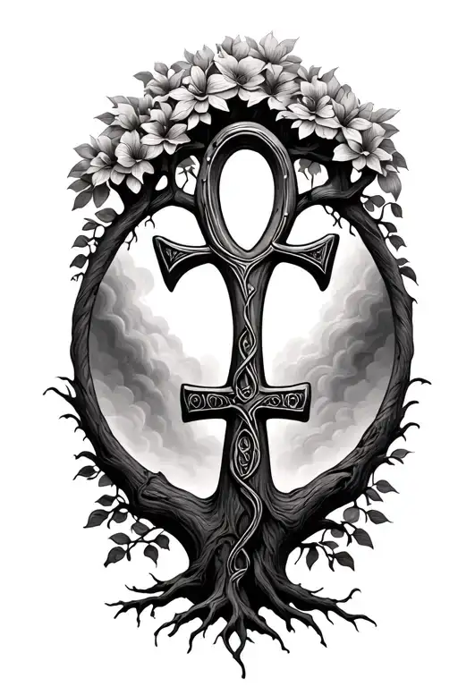 Tree Of Life With A Ankh Symbol